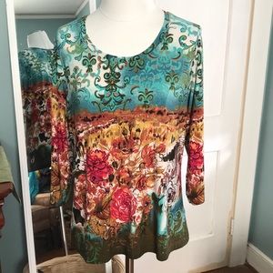 Investments Petites Ladies Printed Top- PL